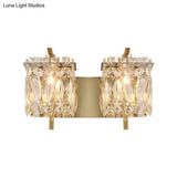 Stylish Crystal Rectangle Wall Light In Gold/Chrome For Modern Bedrooms