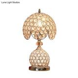 Stylish Crystal Silver Bedside Table Lamp With Scalloped Dome Design
