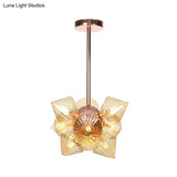 Stylish Farmhouse Chandelier Lamp: Diamond Amber/Clear Glass 9/12 Heads Copper/Gold Finish