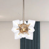 Stylish Farmhouse Chandelier Lamp: Diamond Amber/Clear Glass 9/12 Heads Copper/Gold Finish 12 /