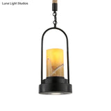 Stylish Farmhouse Cylinder Restaurant Suspension Lighting: Marble 1-Light Bronze/Black Ceiling