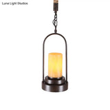 Stylish Farmhouse Cylinder Restaurant Suspension Lighting: Marble 1-Light Bronze/Black Ceiling