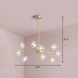 Stylish Gold Branch Chandelier - Postmodern Clear Glass Ceiling Light For Dining Room 9 /