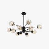 Stylish Hanging Chandelier With Led Glass Pendant Light And Radial Design 10 / Black