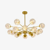 Stylish Hanging Chandelier With Led Glass Pendant Light And Radial Design 16 / Gold
