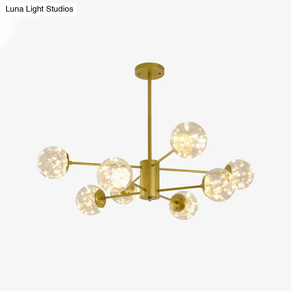 Stylish Hanging Chandelier With Led Glass Pendant Light And Radial Design