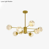 Stylish Hanging Chandelier With Led Glass Pendant Light And Radial Design