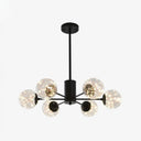 Stylish Hanging Chandelier With Led Glass Pendant Light And Radial Design 6 / Black