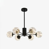 Stylish Hanging Chandelier With Led Glass Pendant Light And Radial Design 6 / Black