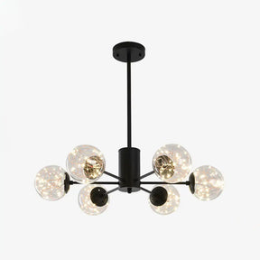 Stylish Hanging Chandelier With Led Glass Pendant Light And Radial Design 6 / Black