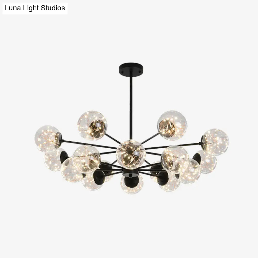 Stylish Hanging Chandelier With Led Glass Pendant Light And Radial Design