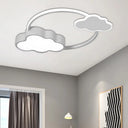 Stylish Led Flush Mount Light In Pink/White With Aluminum & Acrylic Design And Charming