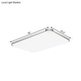 Stylish Led Flush Mount Light - Rectangular 25.5’/32’ Width Sliver Finish Ideal For Living Room