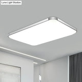 Stylish Led Flush Mount Light - Rectangular 25.5’/32’ Width Sliver Finish Ideal For Living Room