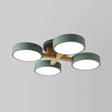 Stylish Macaron Metal Ceiling Light With 4 Heads For Study Room Green / Warm
