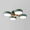 Stylish Macaron Metal Ceiling Light With 4 Heads For Study Room Green / Warm