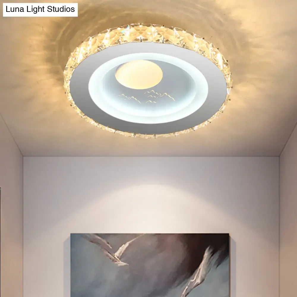 Stylish Mini Led Ceiling Flush Mount Crystal Light Fixture For Corridor
