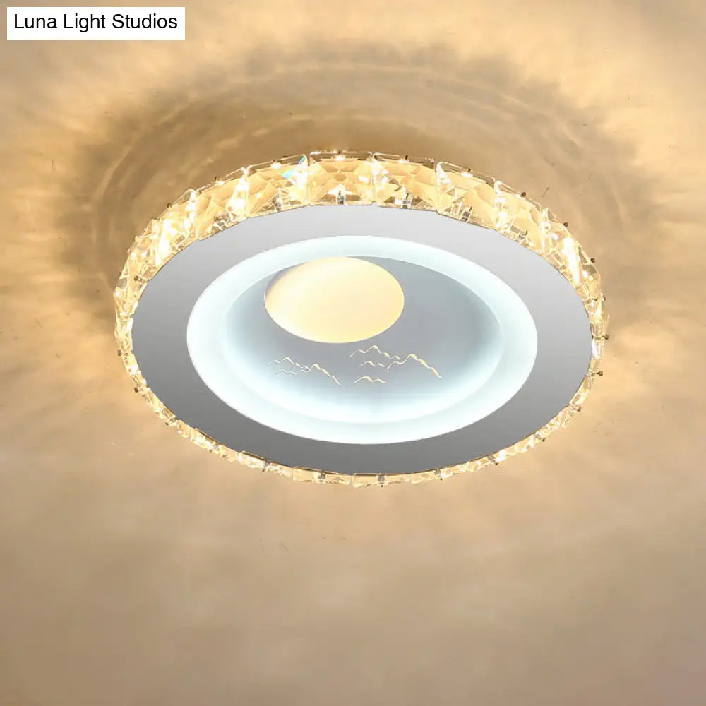 Stylish Mini Led Ceiling Flush Mount Crystal Light Fixture For Corridor