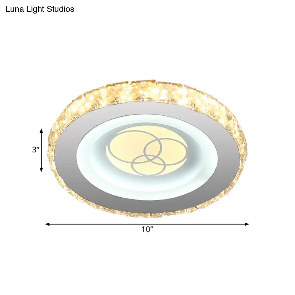 Stylish Mini Led Ceiling Flush Mount Crystal Light Fixture For Corridor
