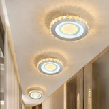 Stylish Mini Led Ceiling Flush Mount Crystal Light Fixture For Corridor Stainless - Steel / A