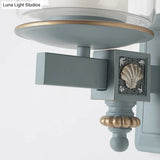 Stylish Nordic Cylinder Wall Light With Shell Deco: Metal & Glass Lamp For Stair