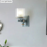 Stylish Nordic Cylinder Wall Light With Shell Deco: Metal & Glass Lamp For Stair
