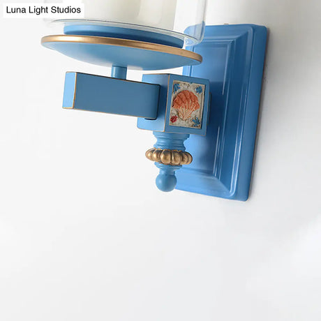 Stylish Nordic Cylinder Wall Light With Shell Deco: Metal & Glass Lamp For Stair