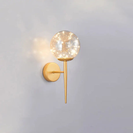 Stylish Nordic Led Sconce Lamp With Glass Shade For Living Room Gold / Stained
