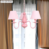 Stylish Nordic Metal Chandelier For Child Bedroom - Tapered Design 3 Bulbs