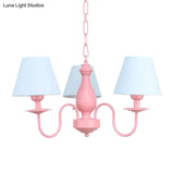 Stylish Nordic Metal Chandelier For Child Bedroom - Tapered Design 3 Bulbs
