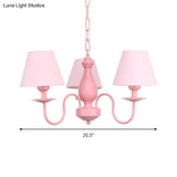 Stylish Nordic Metal Chandelier For Child Bedroom - Tapered Design 3 Bulbs