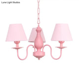 Stylish Nordic Metal Chandelier For Child Bedroom - Tapered Design 3 Bulbs
