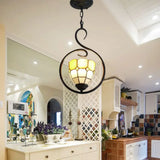 Stylish Orange Grid Dome Pendant Light With Tiffany Glass And Stainless Steel Suspension