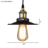 Stylish Retro Metal Shade Ceiling Pendant With 1 Bulb Ideal For Coffee Shops - Black 7’/8.5’ Width