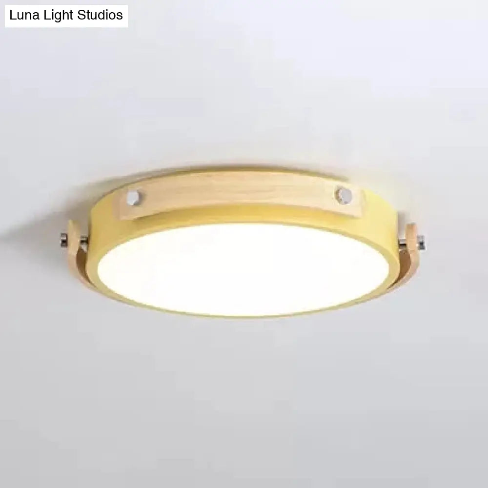 Stylish Round Ceiling Mount Study Room Light With Acrylic Macaron Undertint