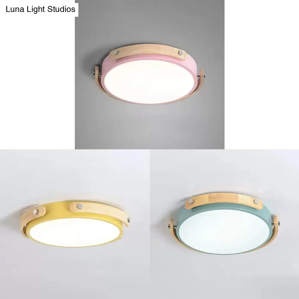 Stylish Round Ceiling Mount Study Room Light With Acrylic Macaron Undertint