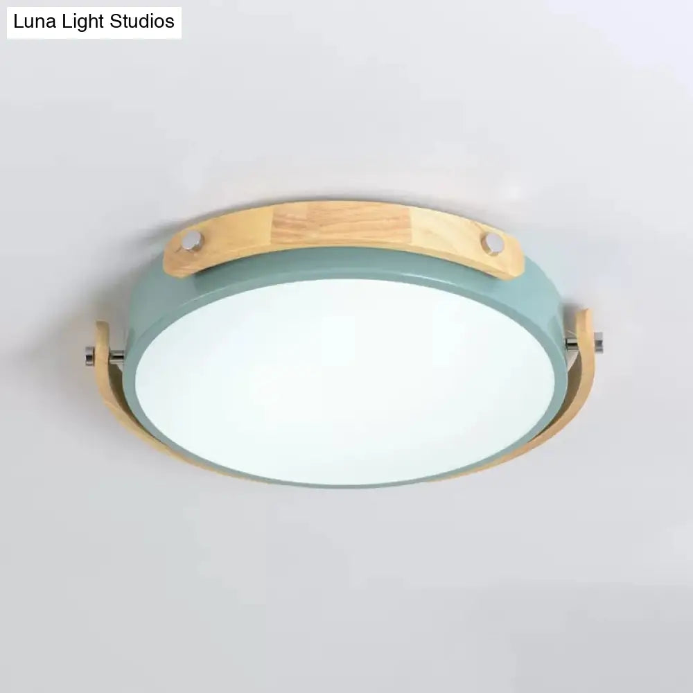 Stylish Round Ceiling Mount Study Room Light With Acrylic Macaron Undertint