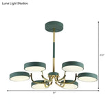 Stylish Round Macaron Chandelier - Acrylic And Wood Perfect For Study Room 6 Heads Ceiling Pendant