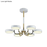 Stylish Round Macaron Chandelier - Acrylic And Wood Perfect For Study Room 6 Heads Ceiling Pendant