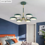 Stylish Round Macaron Chandelier - Acrylic And Wood Perfect For Study Room 6 Heads Ceiling Pendant