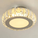 Stylish Stainless Steel Led Flush Light With Crystal Accents For Hallway Stainless - Steel /