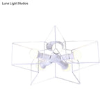 Stylish Star Cage Semi Flush Pendant Light With Metallic Shade - 5 Lights For Bedroom Ceiling