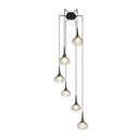 Stylish Teardrop Multi Pendant Ceiling Hang Light - Modern Ombre Smoke Glass 6-Bulb Staircase