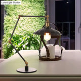 Stylish Vintage Adjustable Table Lamp With Metal Shade For Study Room - Black/Brass