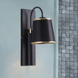 Stylish Vintage Black Fabric Wall Sconce With Gooseneck Arm - 1-Light Tapered Bedroom Lighting