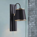 Stylish Vintage Black Fabric Wall Sconce With Gooseneck Arm - 1-Light Tapered Bedroom Lighting
