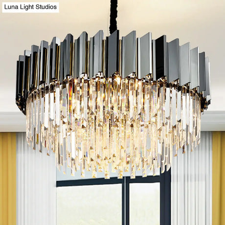 Stylish Vintage Silver Chandelier With Crystal Block For Living Room Décor