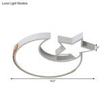 Stylish White Led Ceiling Light: Star And Moon Acrylic Flushmount For Study Room