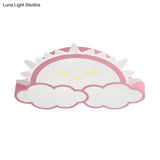 Sun & Cloud Led Ceiling Flush Light Fixture For Kids Room In Yellow/Blue/Pink