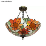 Sunflower Tiffany Ceiling Light With Stained Glass Shade